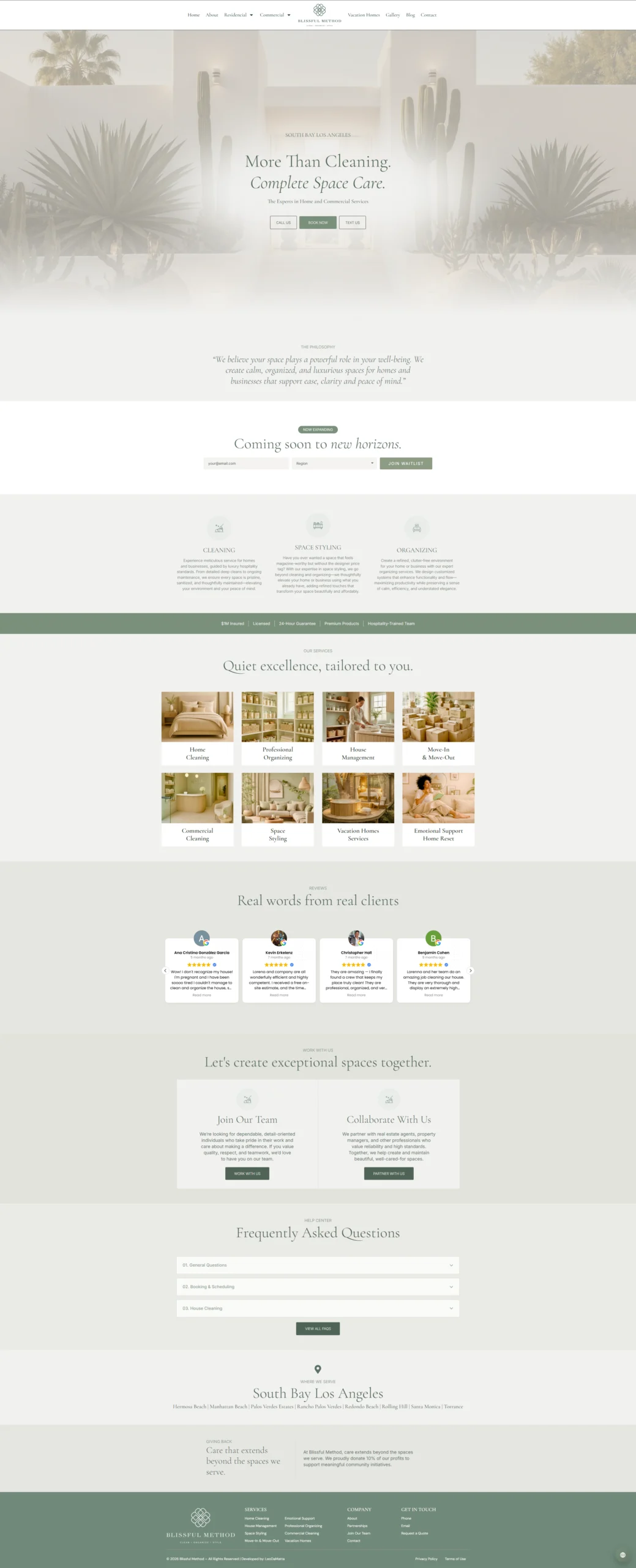 Página inicial do site Blissful Method