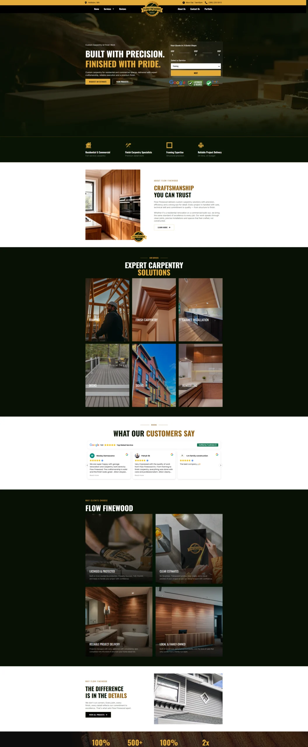 Página inicial do site Flow Finewood