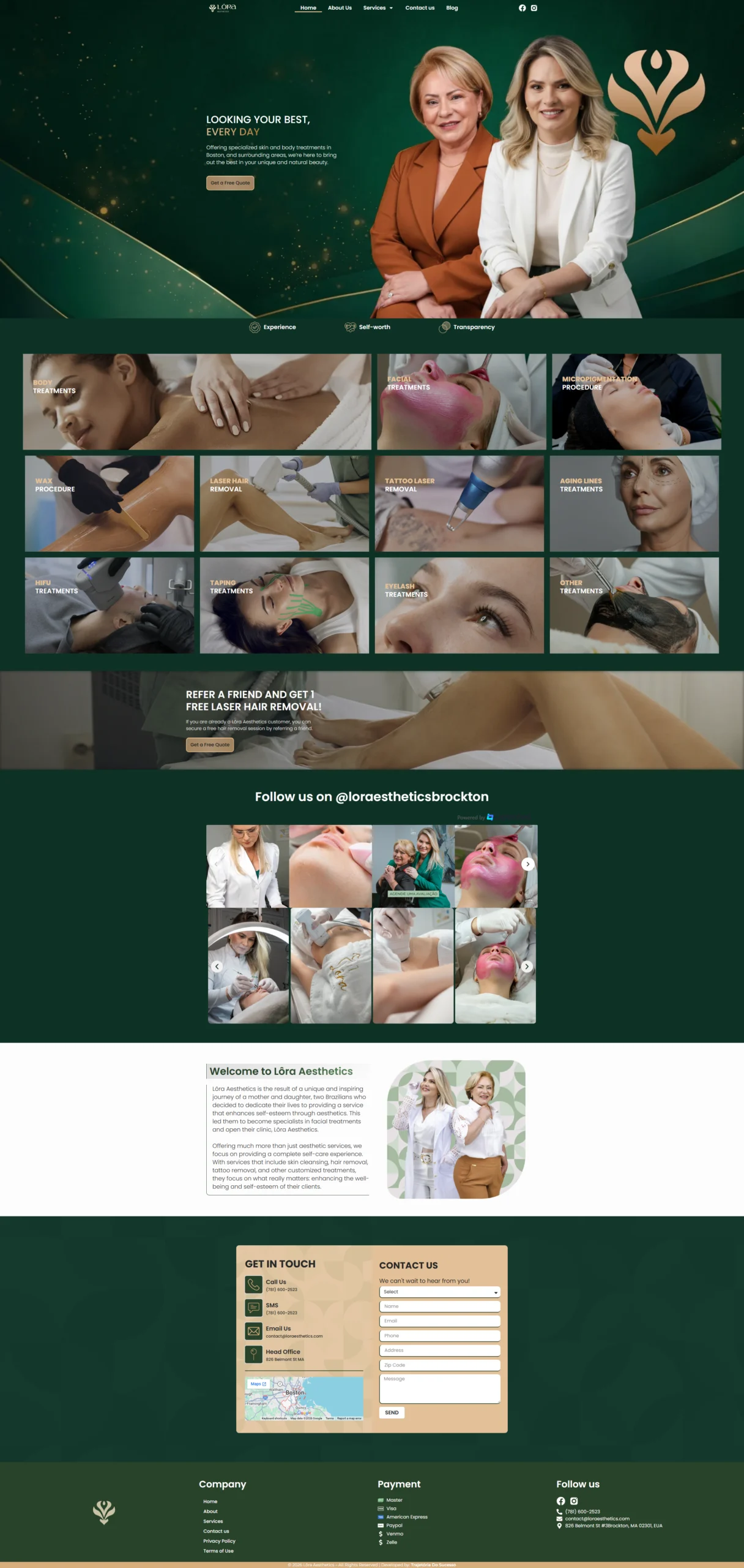 Página inicial do site Lôra Aesthetics