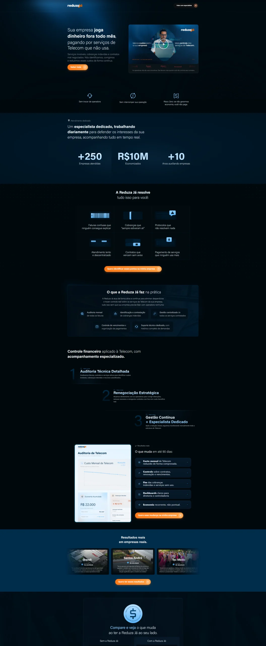 Página inicial do site Reduza Já
